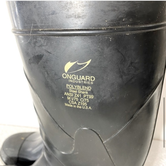 Vintage Onguard Industries Black Polyblend Rubber Boots Rain Boots 8 - Picture 8 of 14